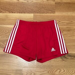 Adidas Scarlet Training Shorts with White Stripes